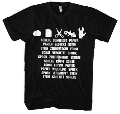 Stein, Papier, Schere, Echse, Spock Männer T-Shirt | Big Bang Theory Bazinga Fun