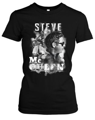 Steve McQueen Damen Girlie T-Shirt | Western Le Mans Bullitt Papilon | M2