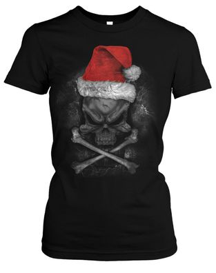 X-Mas Skull Damen Girlie T-Shirt | Weihnachten Weihnachtsmann Santa Claus Xmas