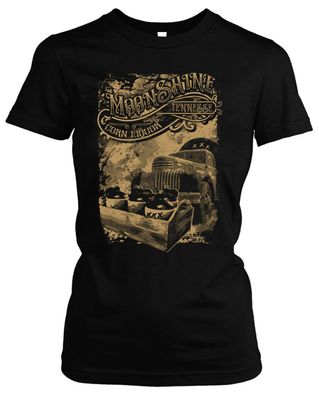 Moonshine Express Damen Girlie T-Shirt | Whiskey Rockabilly Redneck Kult | M1