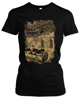 Moonshine Express Damen Girlie T-Shirt | Whiskey Rockabilly Redneck Kult | M2