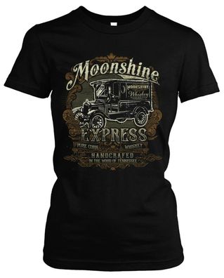 Moonshine Express Damen Girlie T-Shirt | Whiskey Rockabilly Redneck Kult | M3