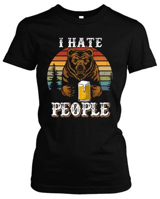 I hate People Damen Girlie T-Shirt | Ich hasse Menschen Fun Spruch | M2
