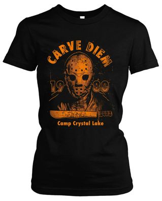 Carve diem Jason Damen Girlie T-Shirt | Horror Halloween Nightmare Freitag 13