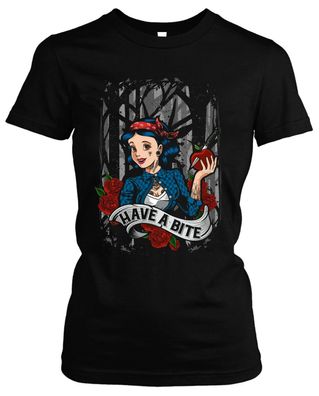 Have a Bite Damen Girlie T-Shirt | Pin Up Girl Rockabilly Schneewittchen