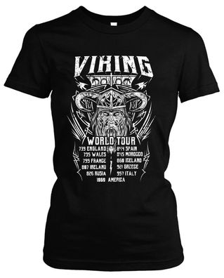 Viking World Tour Damen Girlie T-Shirt | Wikinger Odin Walhalla Germanen