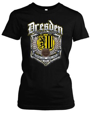 Für immer Dresden Damen Girlie T-Shirt | Fussball Trikot Fan Sachsen Geschenk