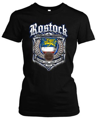 Für immer Rostock Damen Girlie T-Shirt | Fussball Trikot Fan Geschenk Ultras