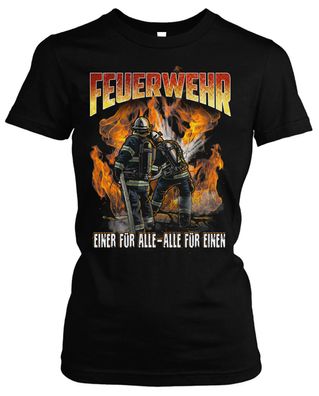 Feuerwehr Damen T-Shirt | FFW Freiwillige Geschenk Firefighter Girlie | M15