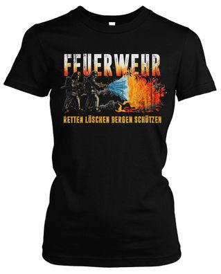 Feuerwehr Damen T-Shirt | FFW Freiwillige Geschenk Firefighter Girlie | M19