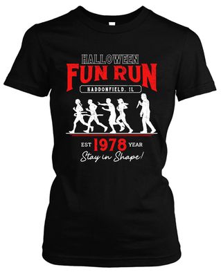 Halloween Fun Run Damen T-Shirt | Clown Freddy Myers Freitag Jason Horror Girlie