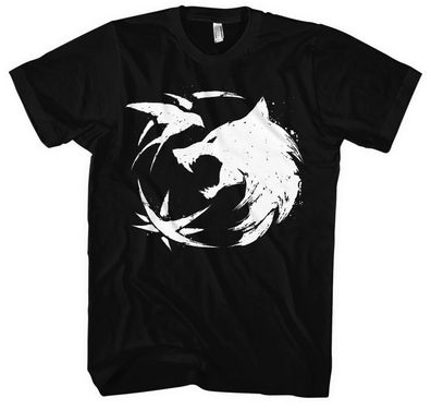 Witcher Männer und Herren T-Shirt | Gamer Geralt the Hexer Wolf Logo | M1