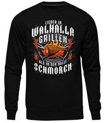 In Walhalla Grillen Herren Pullover | Vikings Odin Thor Germanen Wikinger