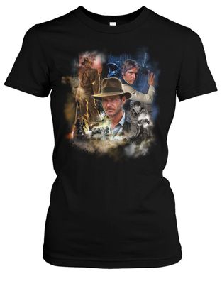 Harrison Ford Damen Girlie T-Shirt | Indianer Jones Star Han Solo Kult Wars