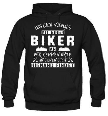 Leg dich niemals mit einem Biker an Kapuzenpullover |Rocker | Motorrad | Chopper