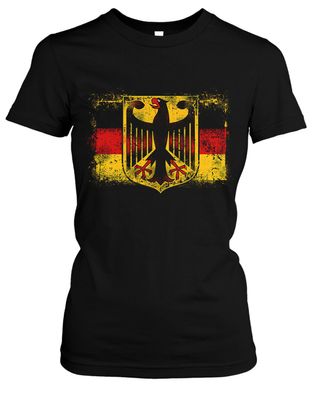 Old School Flag Deutschland Damen Girlie T-Shirt | Flagge Kult Deutschland Ossi