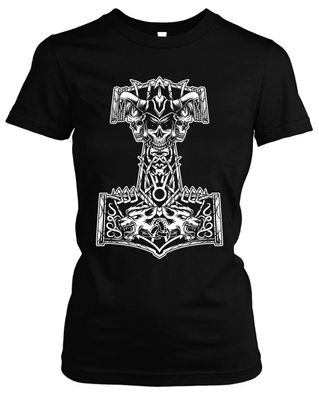 Thorshammer Damen Girlie T-Shirt | Wikinger Viking Odin Norwegen Wallhalla | M4