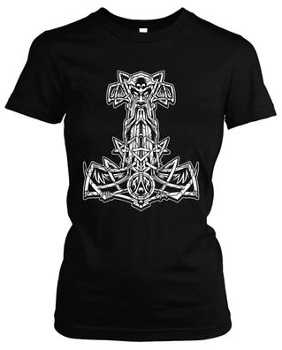 Thorshammer Damen Girlie T-Shirt | Wikinger Viking Odin Norwegen Wallhalla | M5