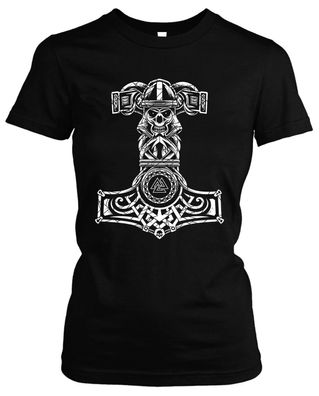 Thorshammer Damen Girlie T-Shirt | Wikinger Viking Odin Norwegen Wallhalla | M6