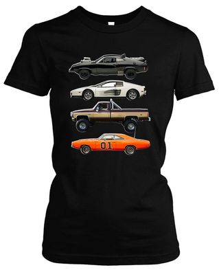 Kult Cars Damen Girlie T-Shirt | Miami Vice Fall Guy Mad Max Muscle Car | M3
