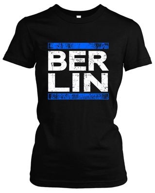 BER LIN Damen Girlie T-Shirt | Fussball Ultras Fan Berlin Hauptstadt Hooligan