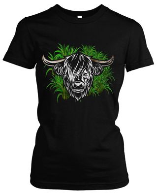 Highland Cattle Damen Girlie T-Shirt | Kuh Tiere Landwirtschaft Bauernhof | M1