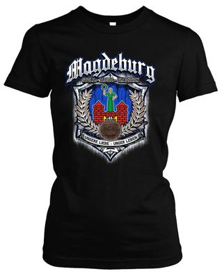 Für immer Magdeburg Damen Girlie T-Shirt | Fussball Trikot Fan Elbe Geschenk