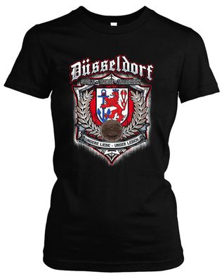 Für immer Düsseldorf Damen Girlie T-Shirt | Fussball Trikot Fan Geschenk Ultras