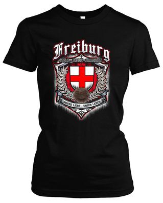 Für immer Freiburg Damen Girlie T-Shirt | Fussball Trikot Fan Geschenk Ultras