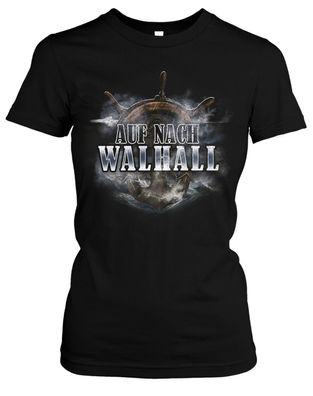 Auf nach Walhall Damen Girlie T-Shirt | Odin Wikinger Walhalla Thor Germanen