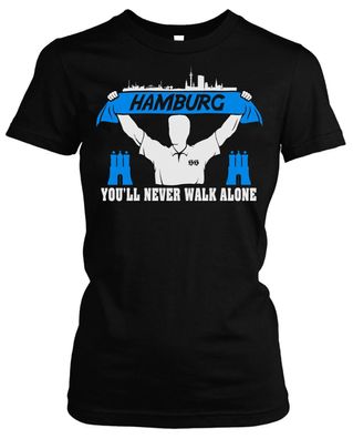 Hamburg Support Damen T-Shirt | Stadt Skyline Fussball Hamburg Shirt Damen