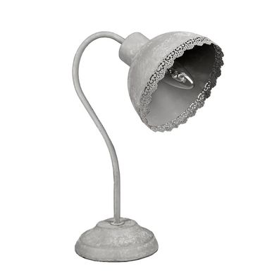 Schreibtischlampe Claudine grau Metall shabby chic Landhaus Lampe Tischlampe E14