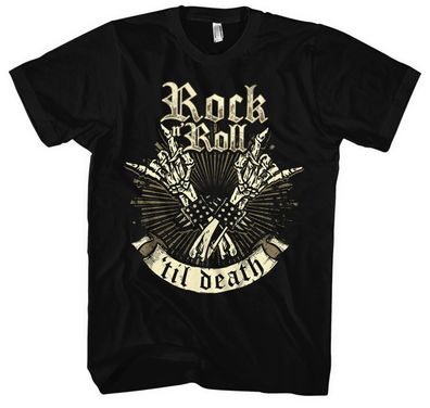 Rock n Roll Männer T-Shirt | Rockabilly Vintage Biker Musik Skull Rocker | M2
