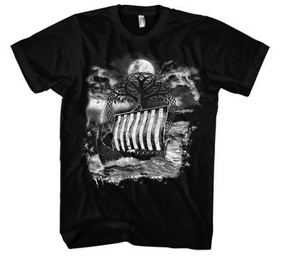 Drachenschiff Männer Herren T-Shirt | Wikinger Viking Odin Thors Hammer Norwegen