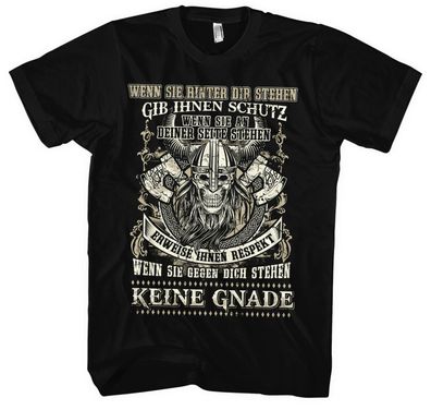 Keine Gnade Männer Herren T-Shirt | Wikinger Thor Totenkopf Germanen Walhalla