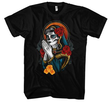 La Catrina Santa Muerte Männer Herren T-Shirt | Mexiko Skull Rock Totenkopf | M2