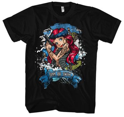Sink or Swim Männer Herren T-Shirt | Meerjungfrau Pin Up Girl Rockabilly Ariel