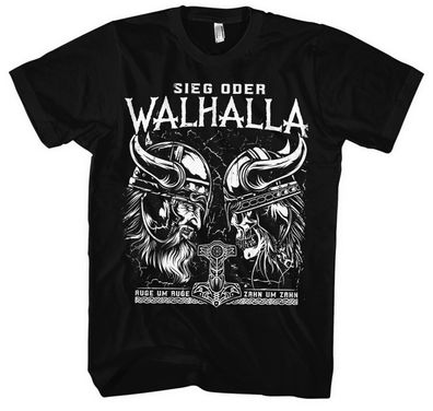 Sieg oder Walhalla Herren T-Shirt | Odin Wikinger Valhalla Ragnar | Auge um Auge