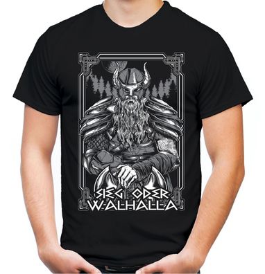 Sieg oder Walhalla Männer und Herren T-Shirt Odin Wikinger Valhalla Berserker M2
