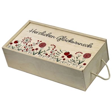 Geschenkbox mit Schiebedeckel und Aufdruck "Herzlichen Glückwunsch" mit ...