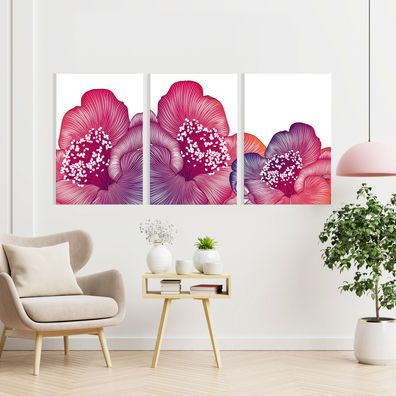 Set Moderne Wandbilder Luxus rosa Blumen und Blättern Leinwand , Poster , Acrylglas