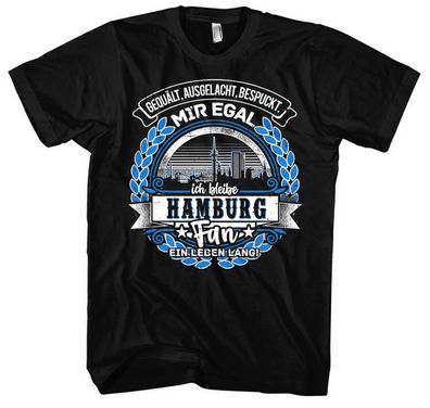 Ein Leben lang Hamburg T-Shirt | Stadt Skyline Fussball Sport Hamburg Shirt