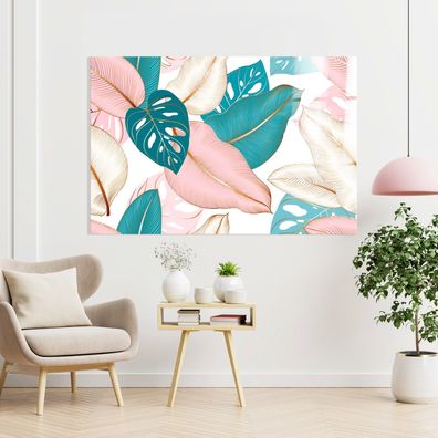 Moderne Wandbild Luxus rosa Blättern und Blumen Leinwand , Acrylglas , Poster