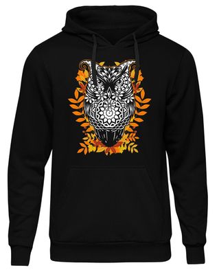 Night Owl Herren Kapuzenpullover | Eule Wald Herbst Blätter Vogel Tiere Natur