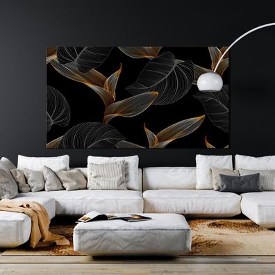 Wandbilder Moderne Blumen und Blättern Luxus Golden Leinwand , Acrylglas + Aluminium