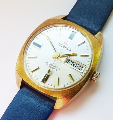 Schöne Helbros Day-Date Automatic 17Jewels Herren Vintage Armbanduhr in Top Zustand