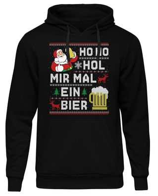 Ho Ho Hol mal Bier Herren Kapuzenpullover | Weihnachten Xmas Saufen Beer | M2