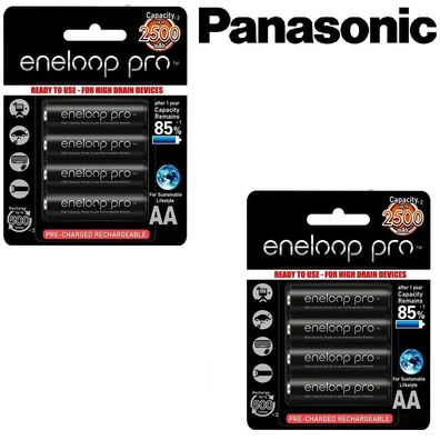 8x Akku AA Batterie Panasonic Eneloop pro AA 2500mAh wiederaufladbare Batterie