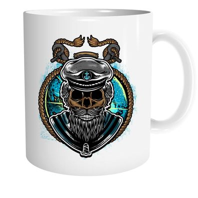 Sailor Skull Tasse | Kaffeetasse Teetasse Geschenk Totenkopf Skull Seemann Beard