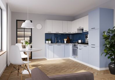 Eckküche Küche in L-Form ELIN 290x180 cm mit modernen, schmalen Rahmenfronten